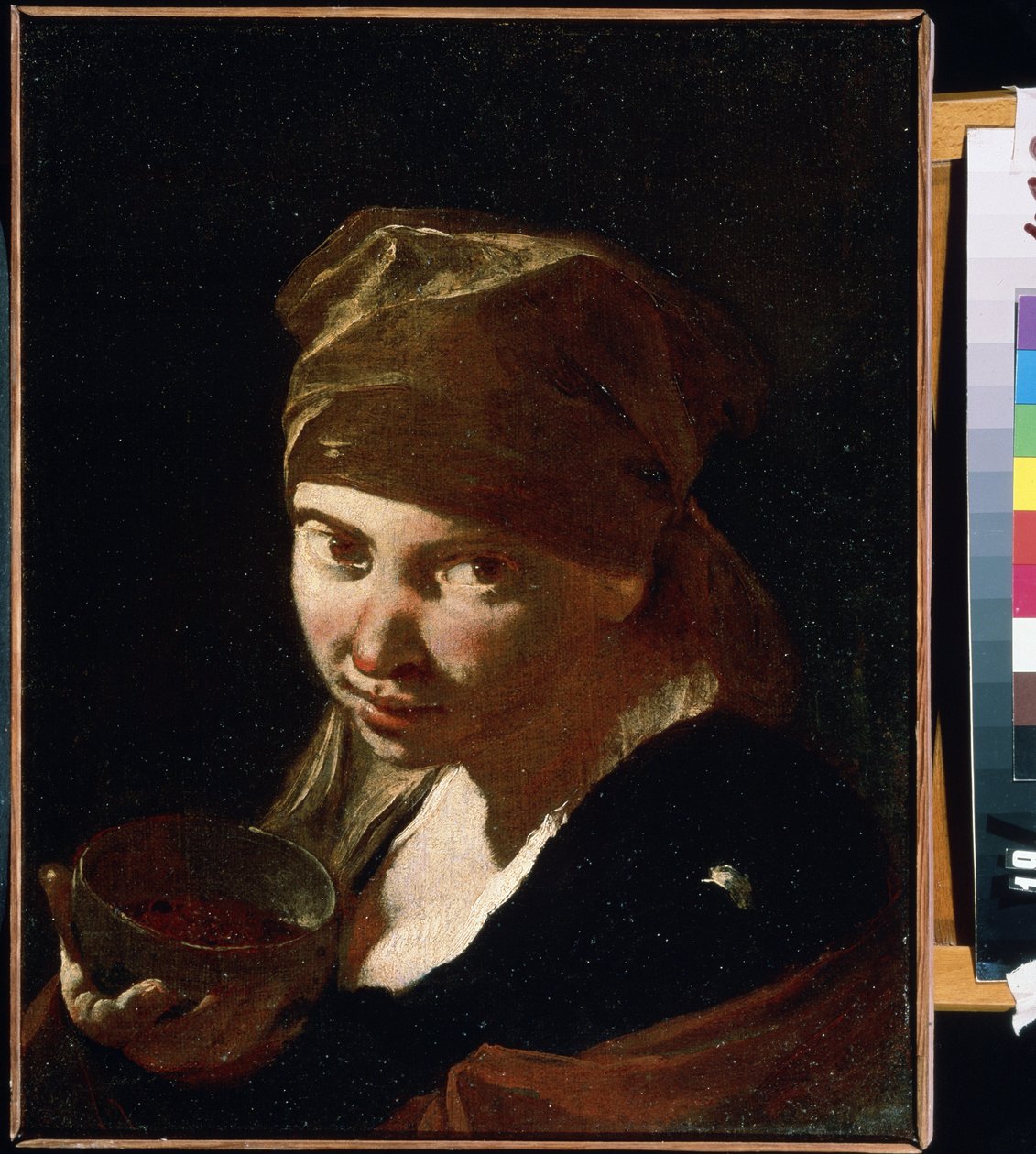 ""Porträtt av en liten flicka"" Barn av blygsamt ursprung, tjänare eller bonde. Målning av Giovan Battista (Giambattista) Piazzetta (1683-1754) Mikhail Kroshitsky Art Museum från 1700-talet, Sevastopol (Sevastopol) Ukraina av Giovanni Battista Piazzetta