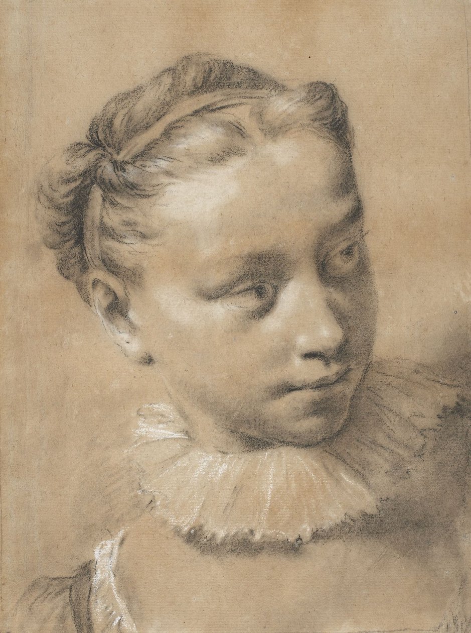 Ung flicka med pipkrage av Giovanni Battista Piazzetta