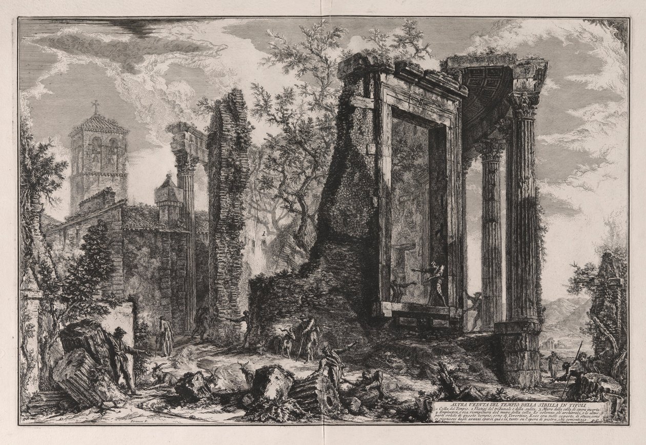 En annan utsikt över Sibylltemplet i Tivoli, från Vedute di Roma (Utsikt över Rom) av Giovanni Battista Piranesi