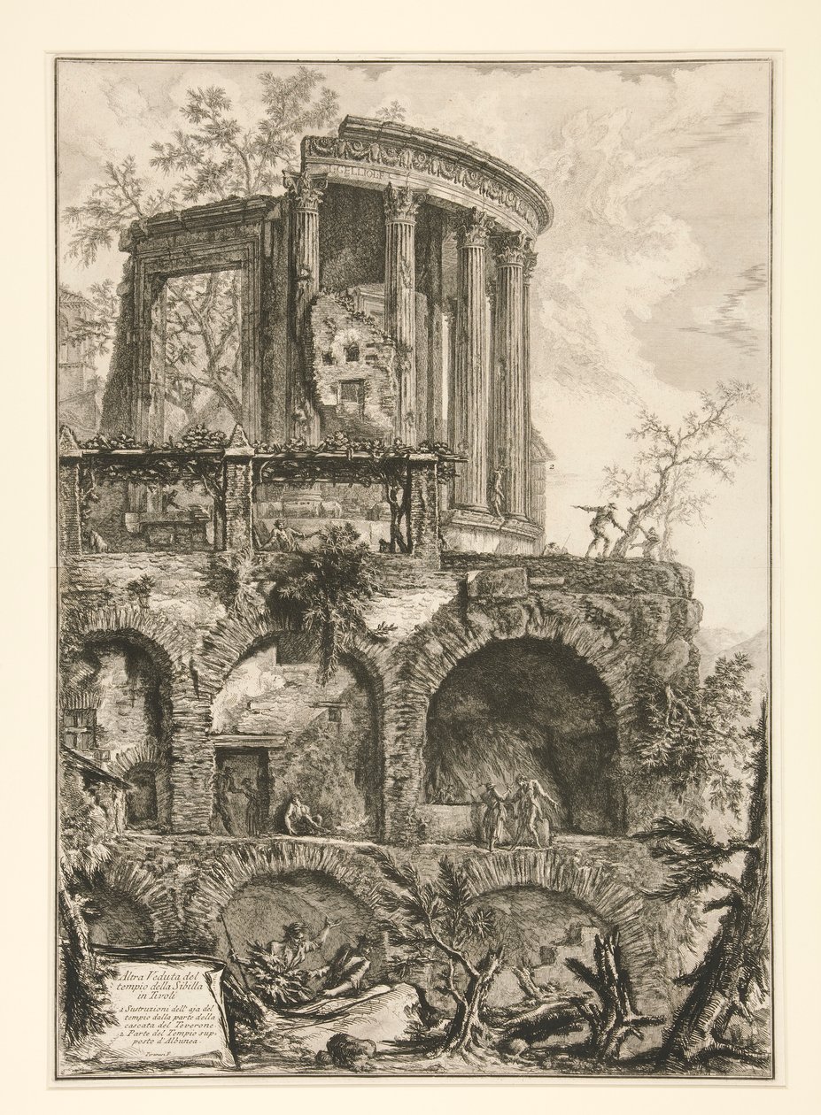 En annan utsikt över Sibylltemplet i Tivoli, från Vedute di Roma av Giovanni Battista Piranesi