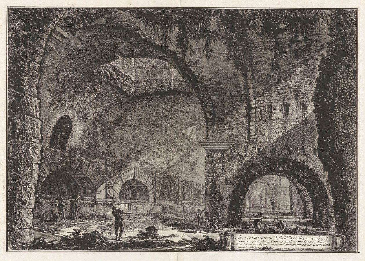 En annan utsikt över Villa of Maecenas i Tivoli, från Vedute di Roma (Utsikt över Rom) av Giovanni Battista Piranesi