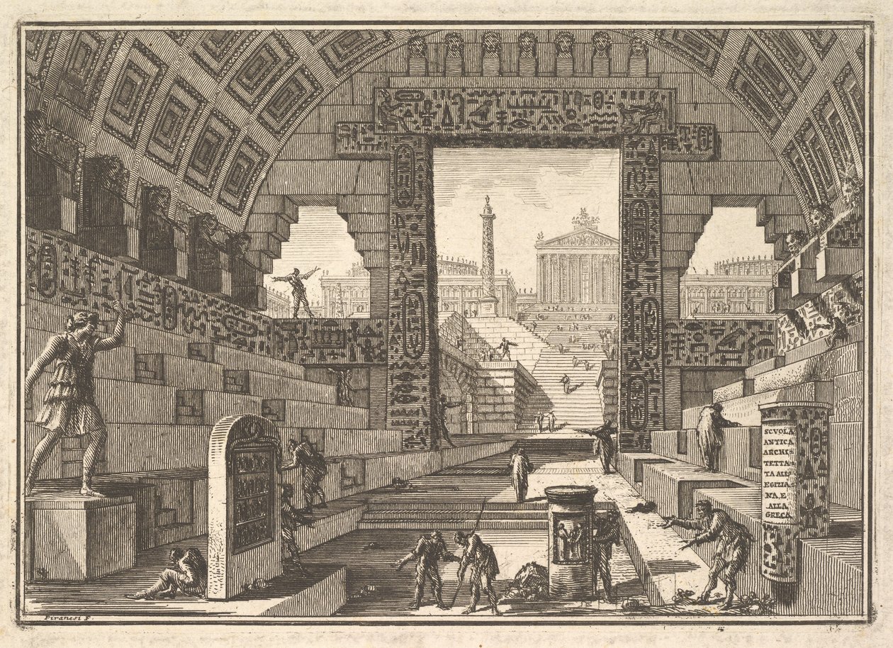 Antik skola uppförd i egyptisk och grekisk stil av Giovanni Battista Piranesi