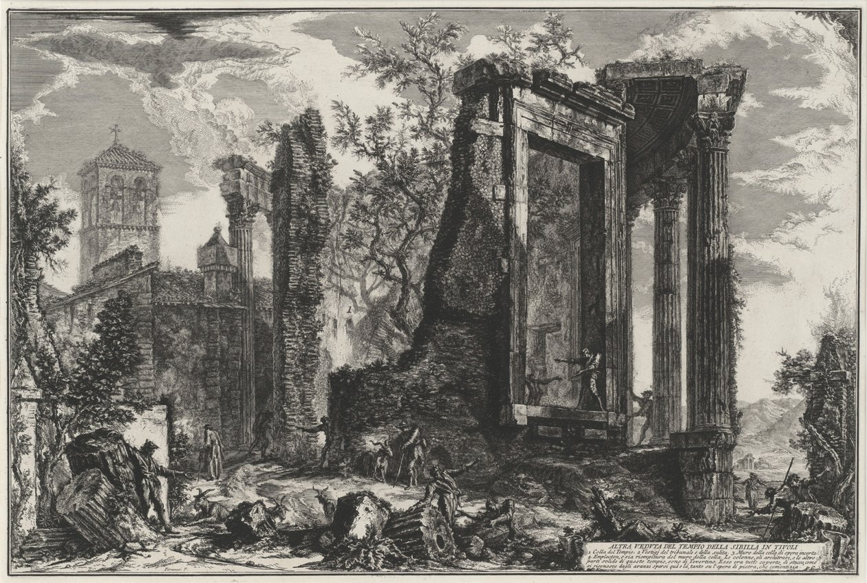 Annan vy över Tempio della Sibilla i Tivoli (ur: Vedute di Roma) av Giovanni Battista Piranesi