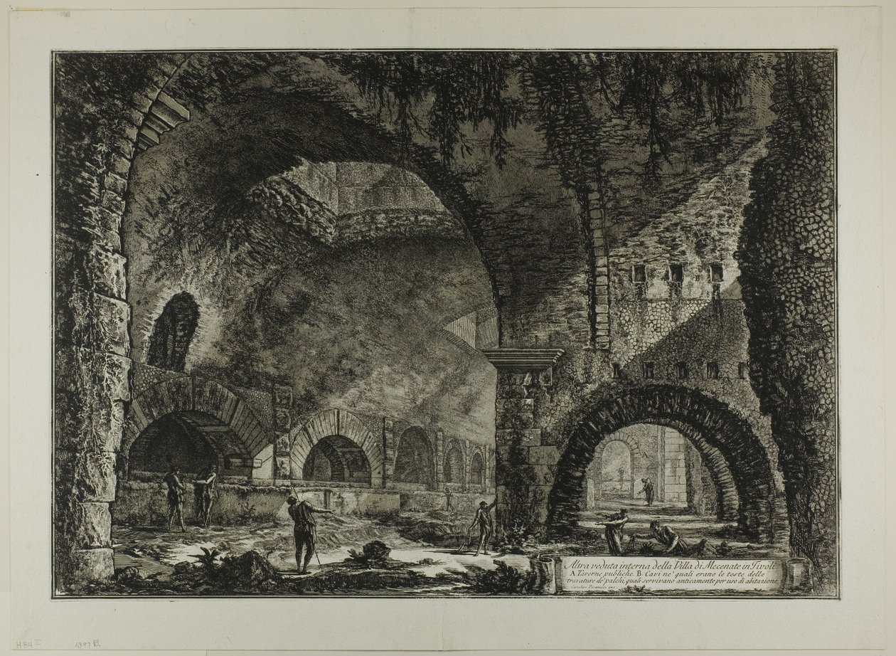 En annan interiörvy av Villa of Maecenas, Tivoli, från Views of Rome av Giovanni-Battista Piranesi