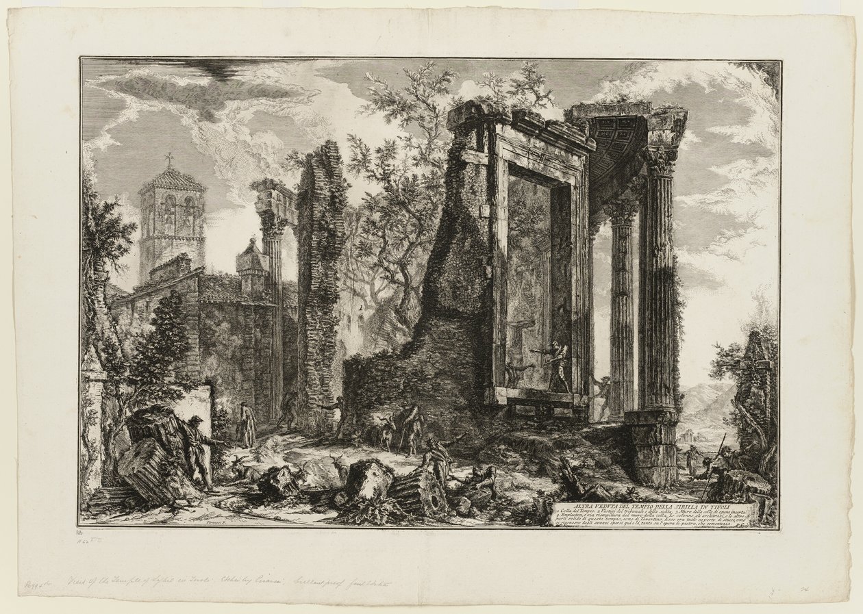 En annan vy av Sibylltemplet i Tivoli, från Views of Rome av Giovanni Battista Piranesi