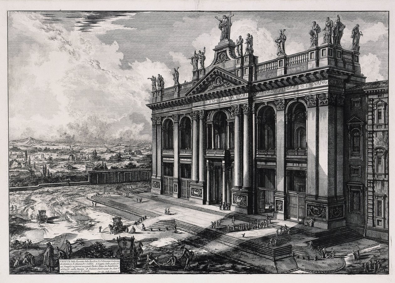 Vy över fasaden på basilikan San Giovanni in Laterano (ur: Vedute di Roma) av Giovanni Battista Piranesi