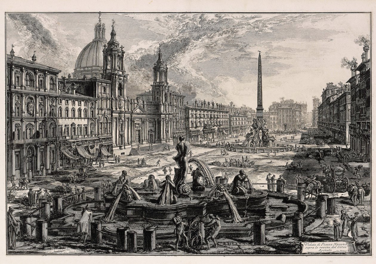 Vy över Piazza Navona i Rom (ur: Vedute di Roma) av Giovanni Battista Piranesi