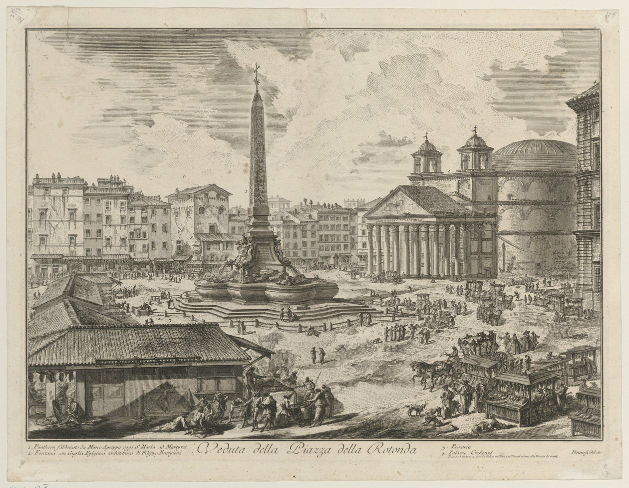 Utsikt över Piazza della Rotonda med Pantheon och obelisken av Giovanni Battista Piranesi