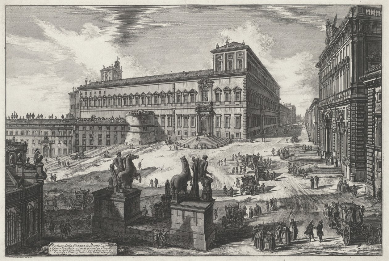 Utsikt över Piazza di Monte Cavallo (ur: Vedute di Roma) av Giovanni Battista Piranesi