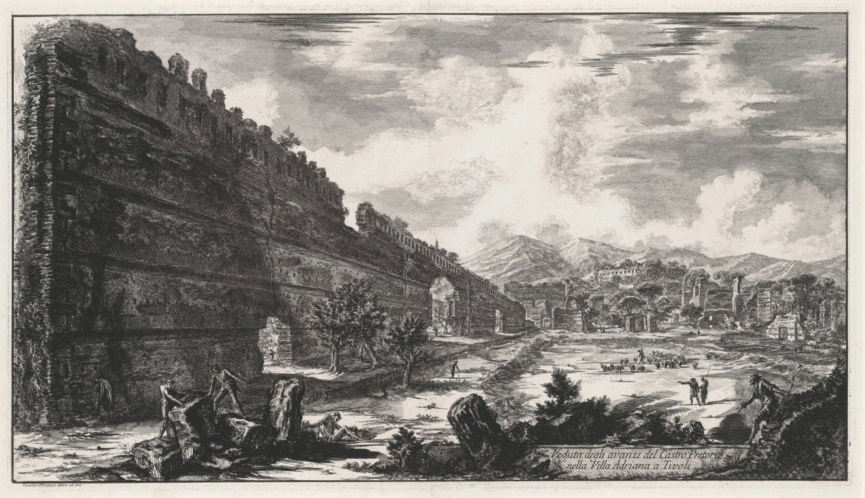 Vy över resterna av Castro Pretorio i Hadrianus villa i Tivoli (ur: Vedute di Roma) av Giovanni Battista Piranesi