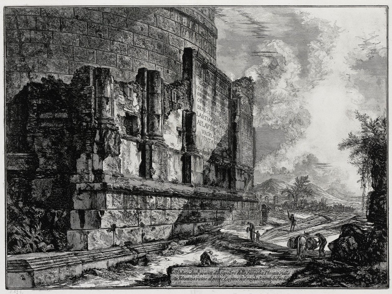 Vy över resterna av Plautiiernas gravmonument nära Tivoli (ur: Vedute di Roma) av Giovanni Battista Piranesi