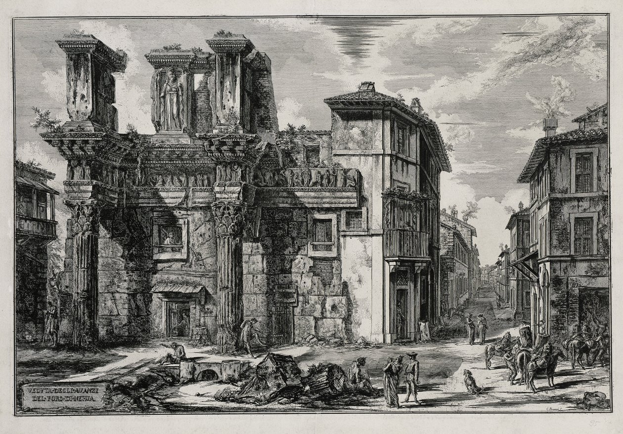 Utsikt över lämningarna av Nervas forum i Rom (ur: Vedute di Roma) av Giovanni Battista Piranesi