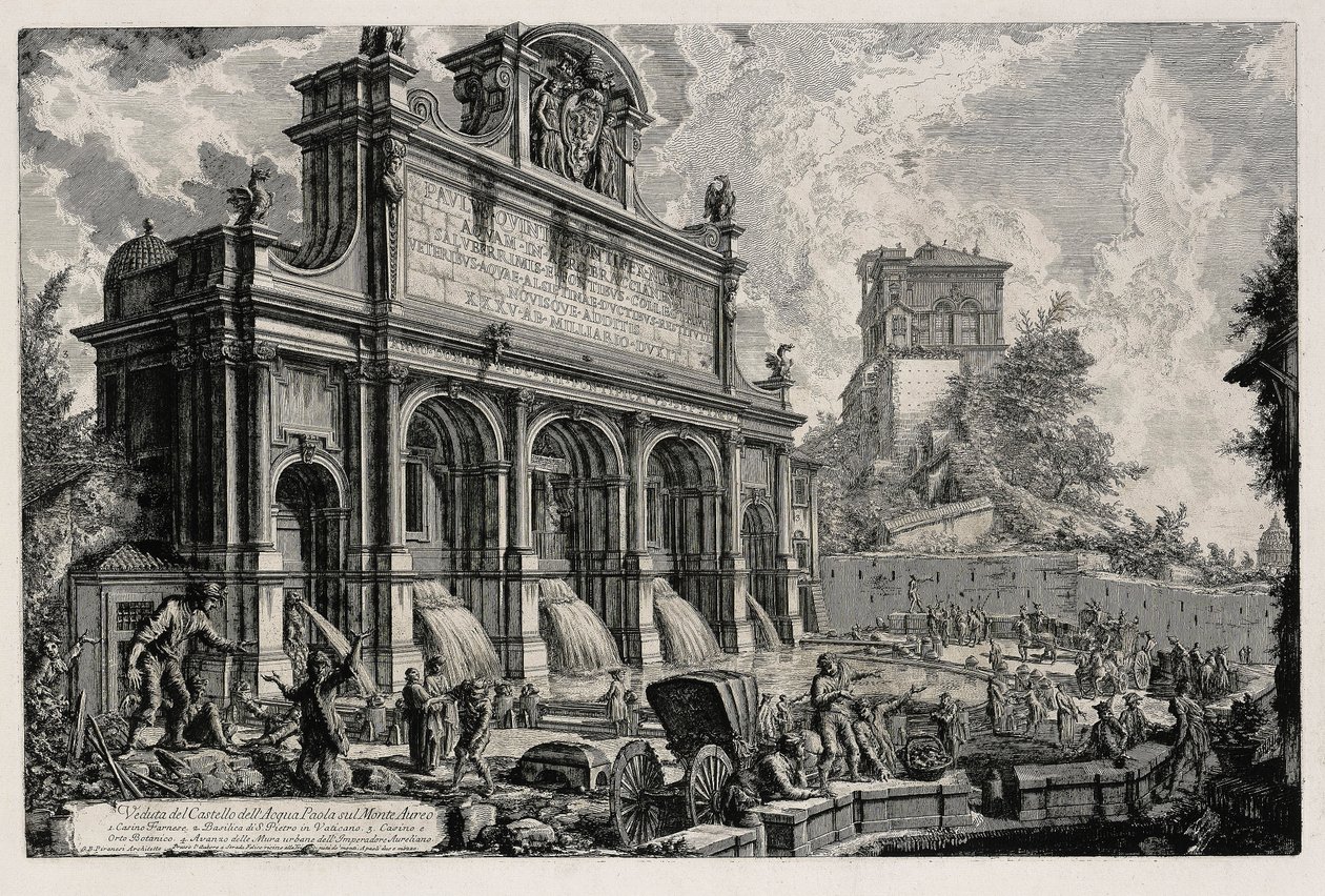 Vy över Acqua Paola-källan på Gianicolo (ur: Vedute di Roma) av Giovanni Battista Piranesi