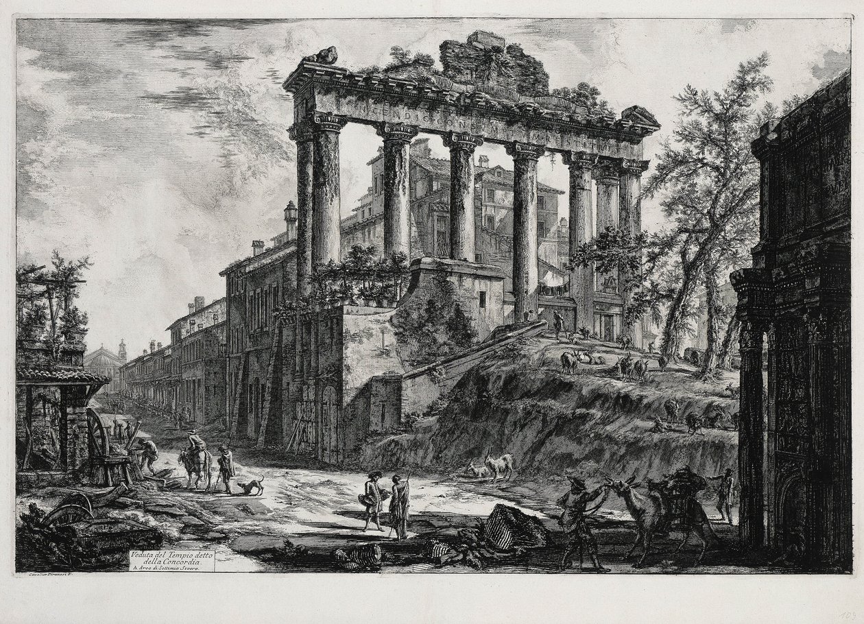 Vy över Concordiatemplet (ur: Vedute di Roma) av Giovanni Battista Piranesi