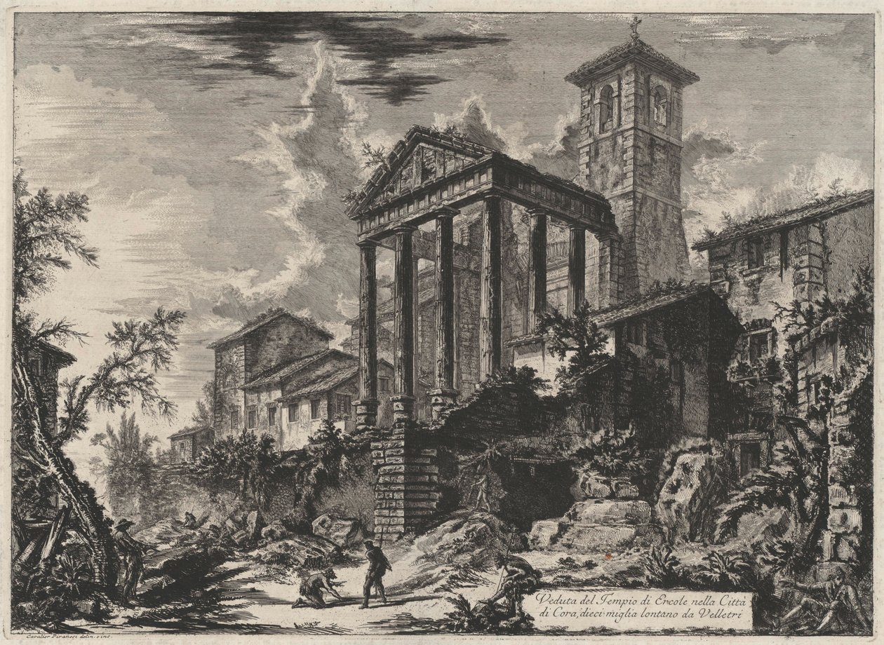 Utsikt över Herkulestemplet i staden Cora, tio mil från Velletri (ur: Vedute di Roma) av Giovanni Battista Piranesi
