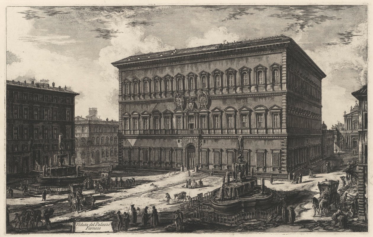 Vy över Palazzo Farnese (ur: Vedute di Roma) av Giovanni Battista Piranesi