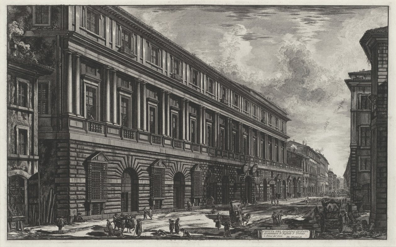 Vy över Palazzo Stopani (ur: Vedute di Roma) av Giovanni Battista Piranesi