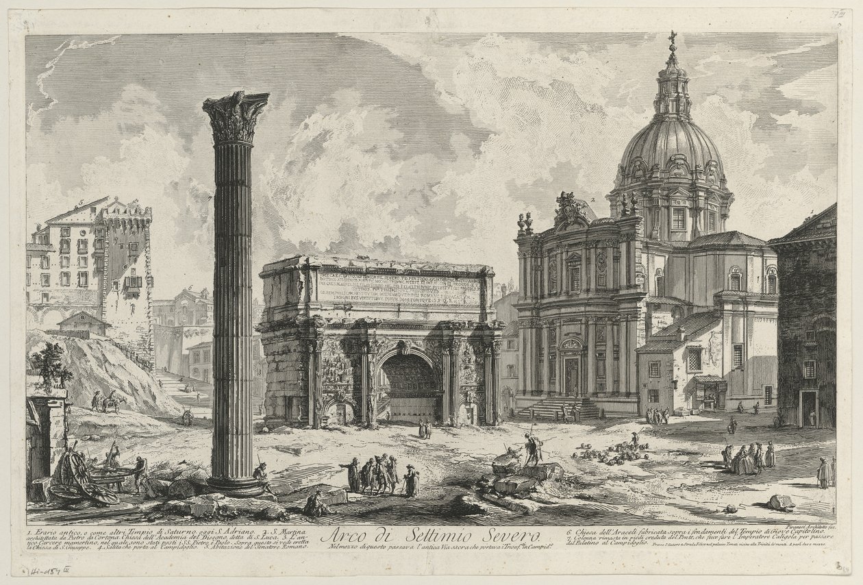 Vy över Septimius Severus-bågen av Giovanni Battista Piranesi