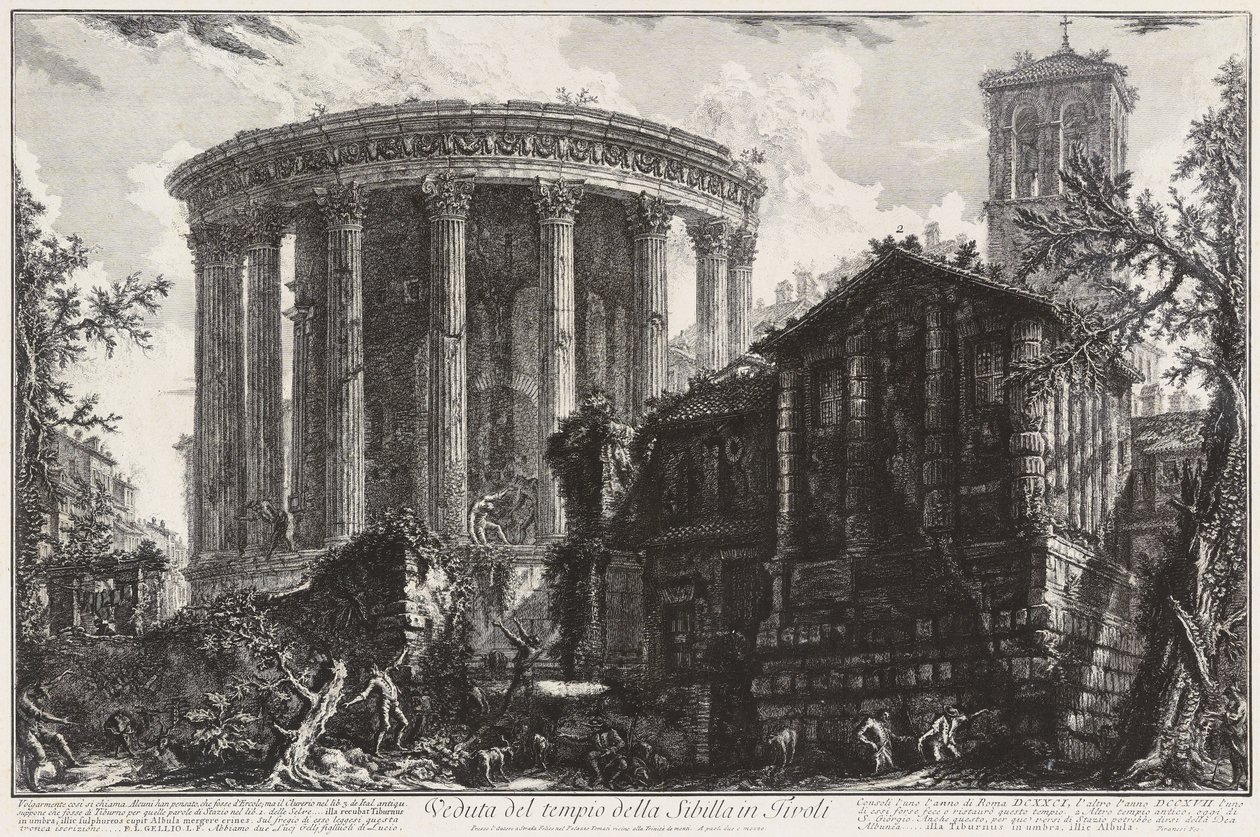Vy över Sibyllatemplet i Tivoli av Giovanni Battista Piranesi