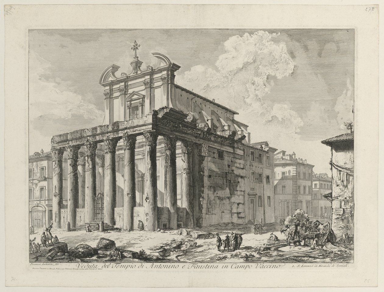 Vy över Antoninus och Faustinas tempel av Giovanni Battista Piranesi