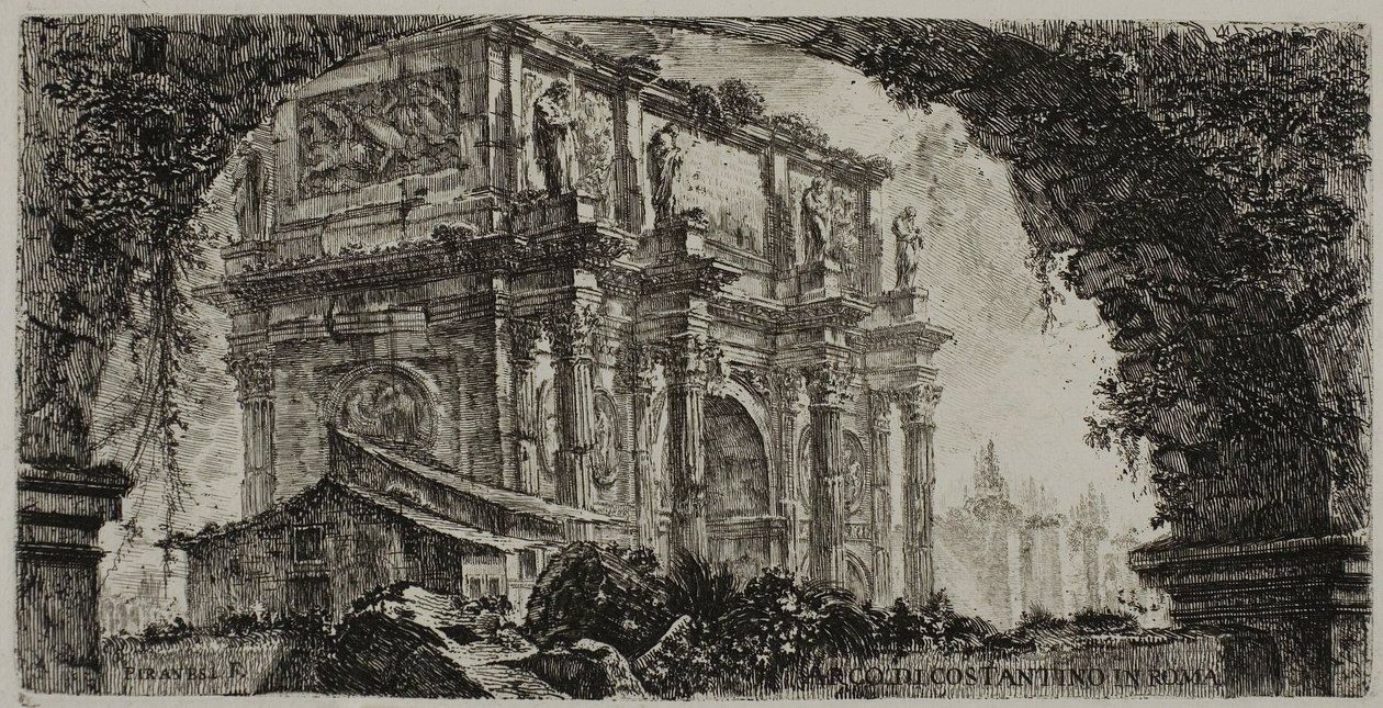 Konstantinbågen i Rom, skylt 9 från Some Views of Triumphal Arches och andra monument av Giovanni Battista Piranesi