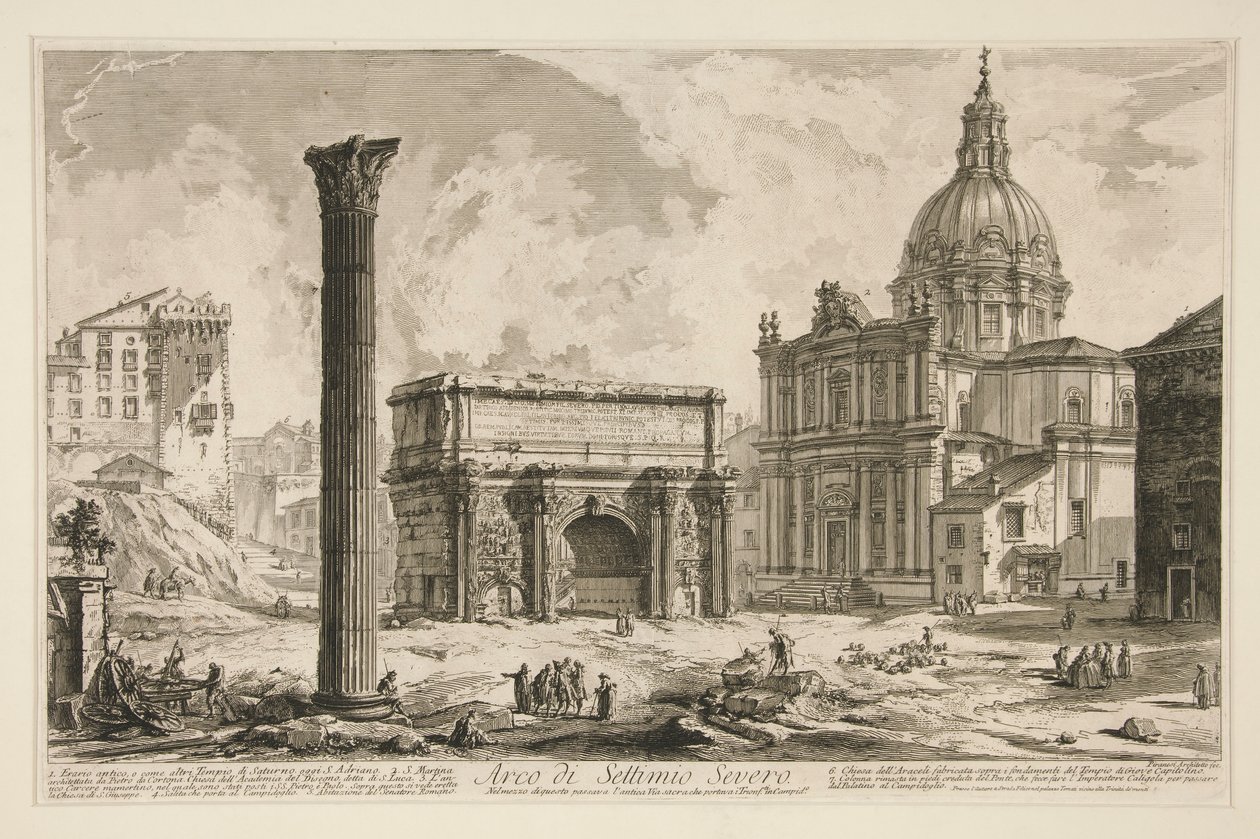 Båge av Septimius Severus (båge av Septimius Severus), från utsikt över Rom av Giovanni Battista Piranesi