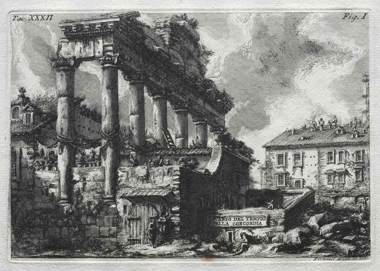 Avanco av Concordiatemplet av Giovanni Battista Piranesi