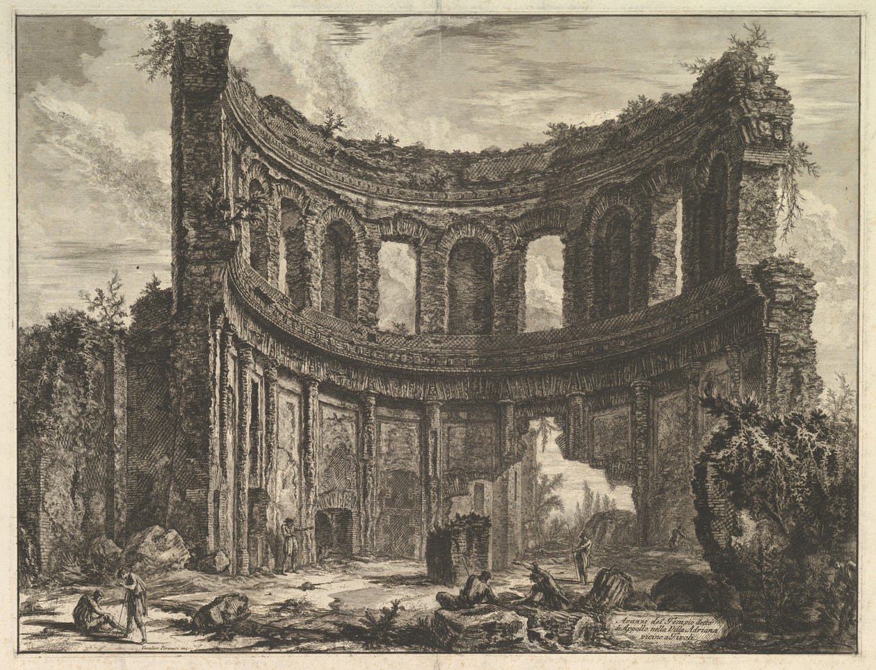 Rester av det så kallade Apollontemplet i Hadrianus villa nära Tivoli (Hadrianus villa. Rester av det mindre palatset [tidigare kallat Apollontemplet]) av Giovanni Battista Piranesi