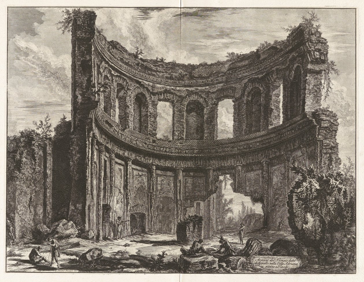 Rester av templet som sägs vara av Apollo i Hadrianus av Giovanni Battista Piranesi