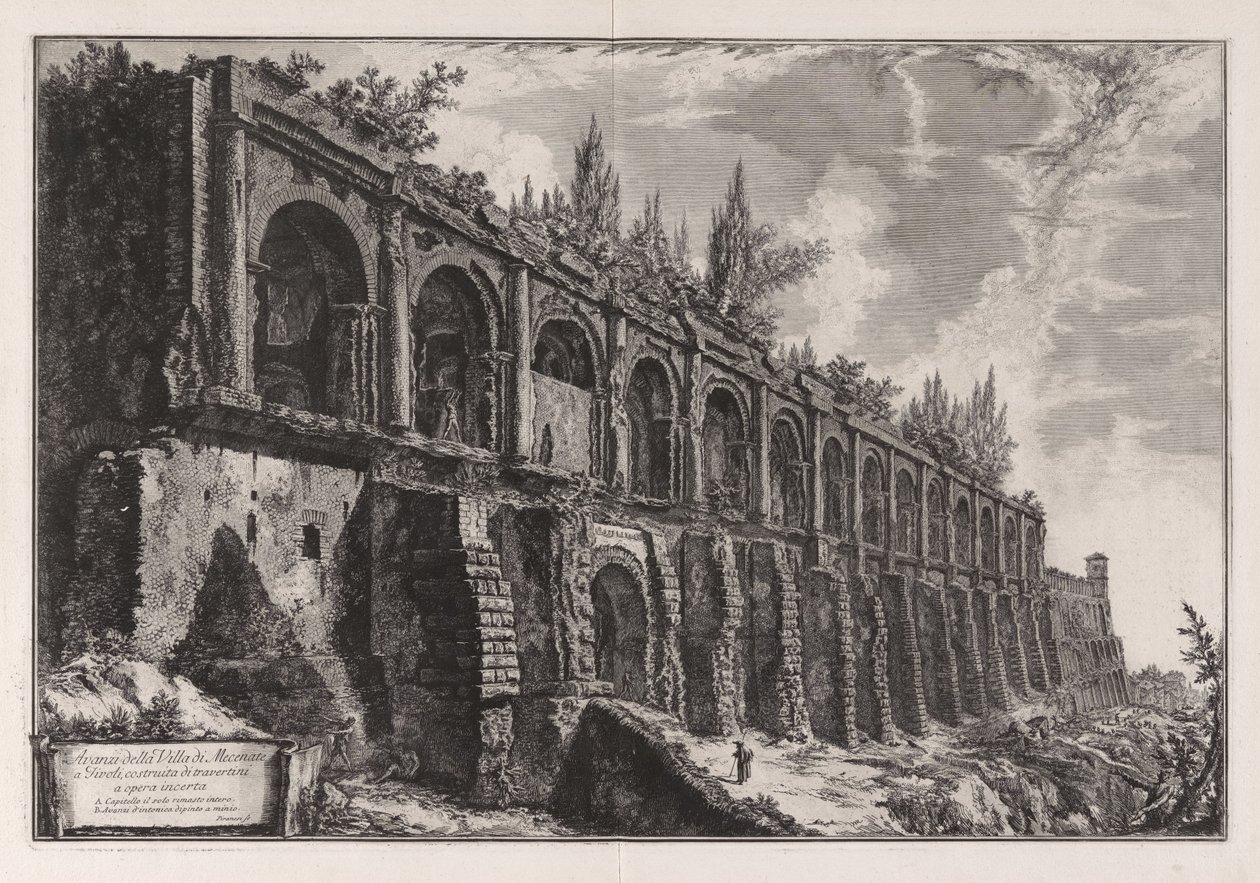 Rester av Maecenas villa i Tivoli ... ur Vedute di Roma av Giovanni Battista Piranesi