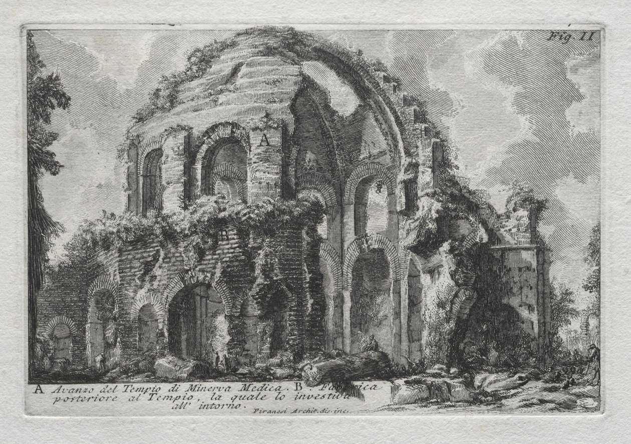 Resten av Temple of Minerva Medica. av Giovanni Battista Piranesi