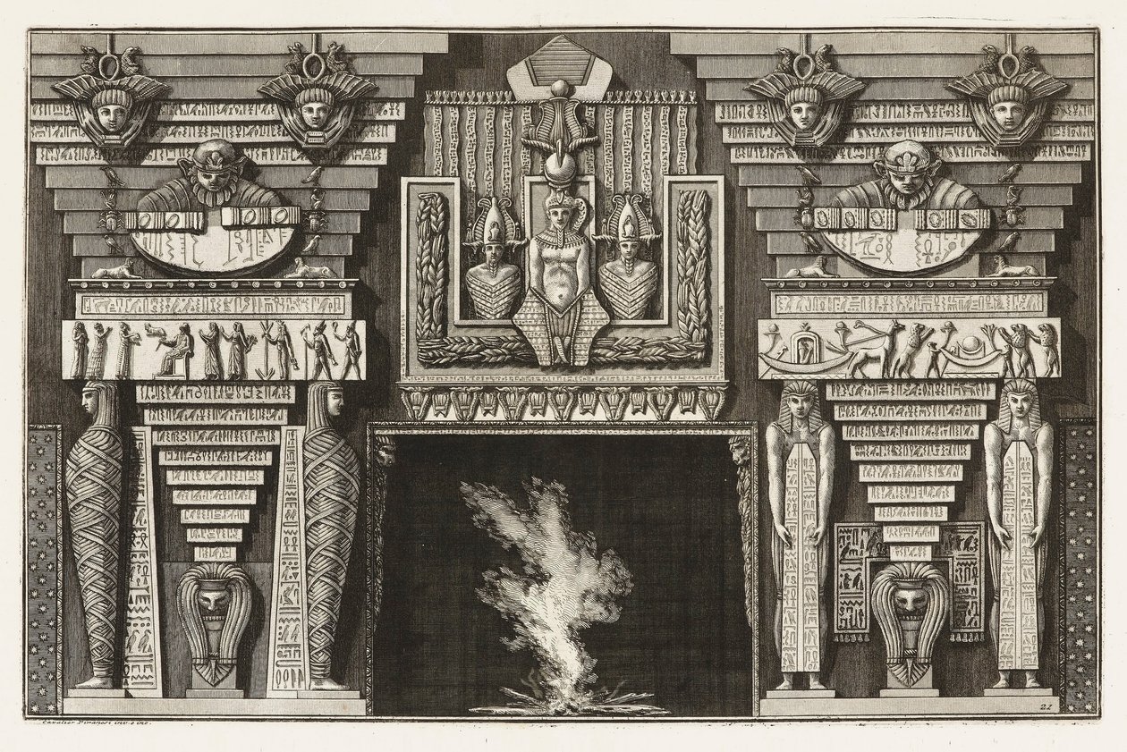 Bundet tryck, etruskisk chimneypiece, från Diverse Maniere d
