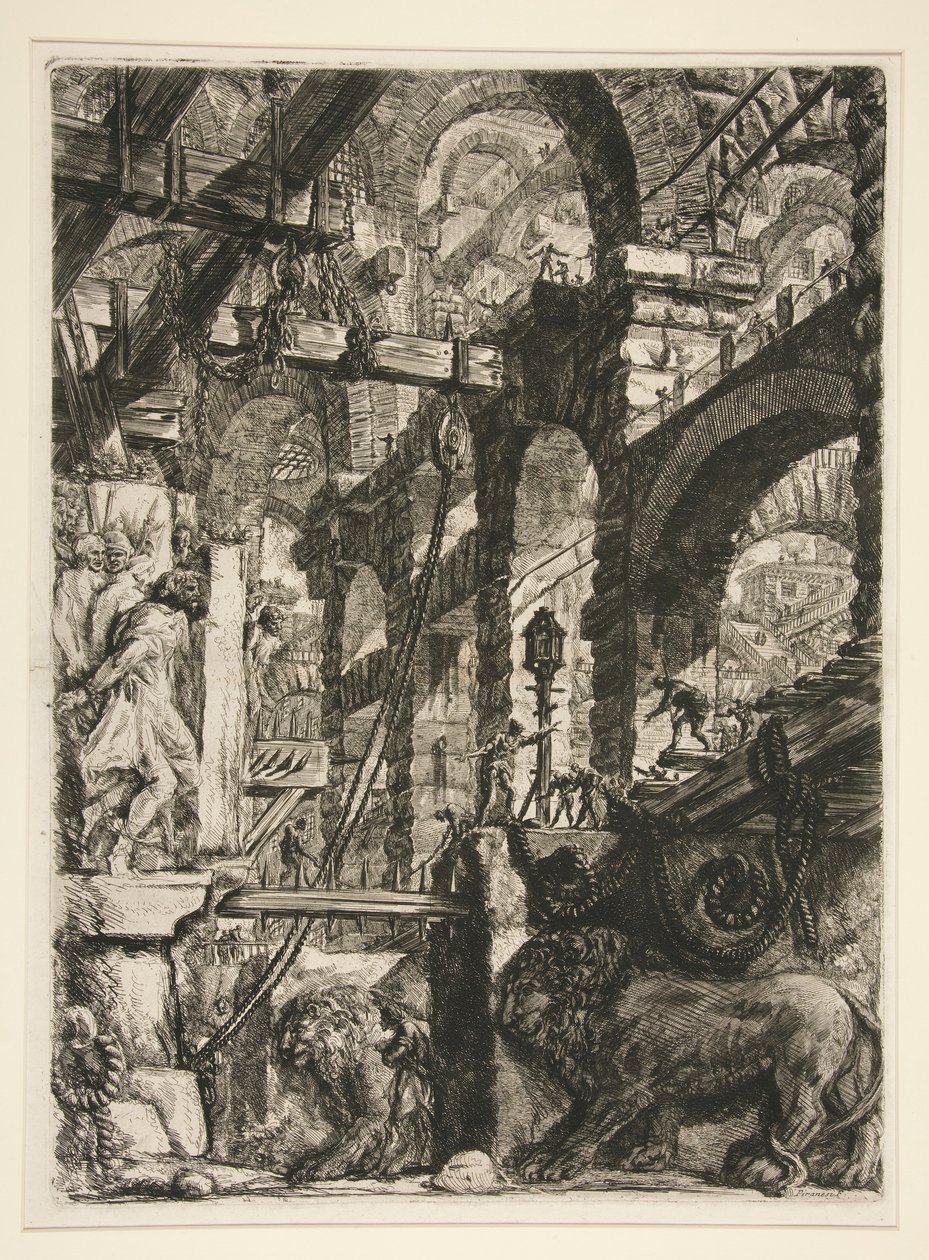 Carceri, V: The Lion Bas-reliefer av Giovanni Battista Piranesi