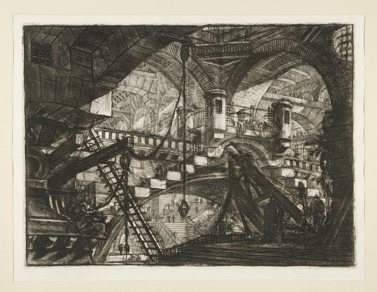 Carceri, XI: Bågen med en skalprydnad av Giovanni Battista Piranesi