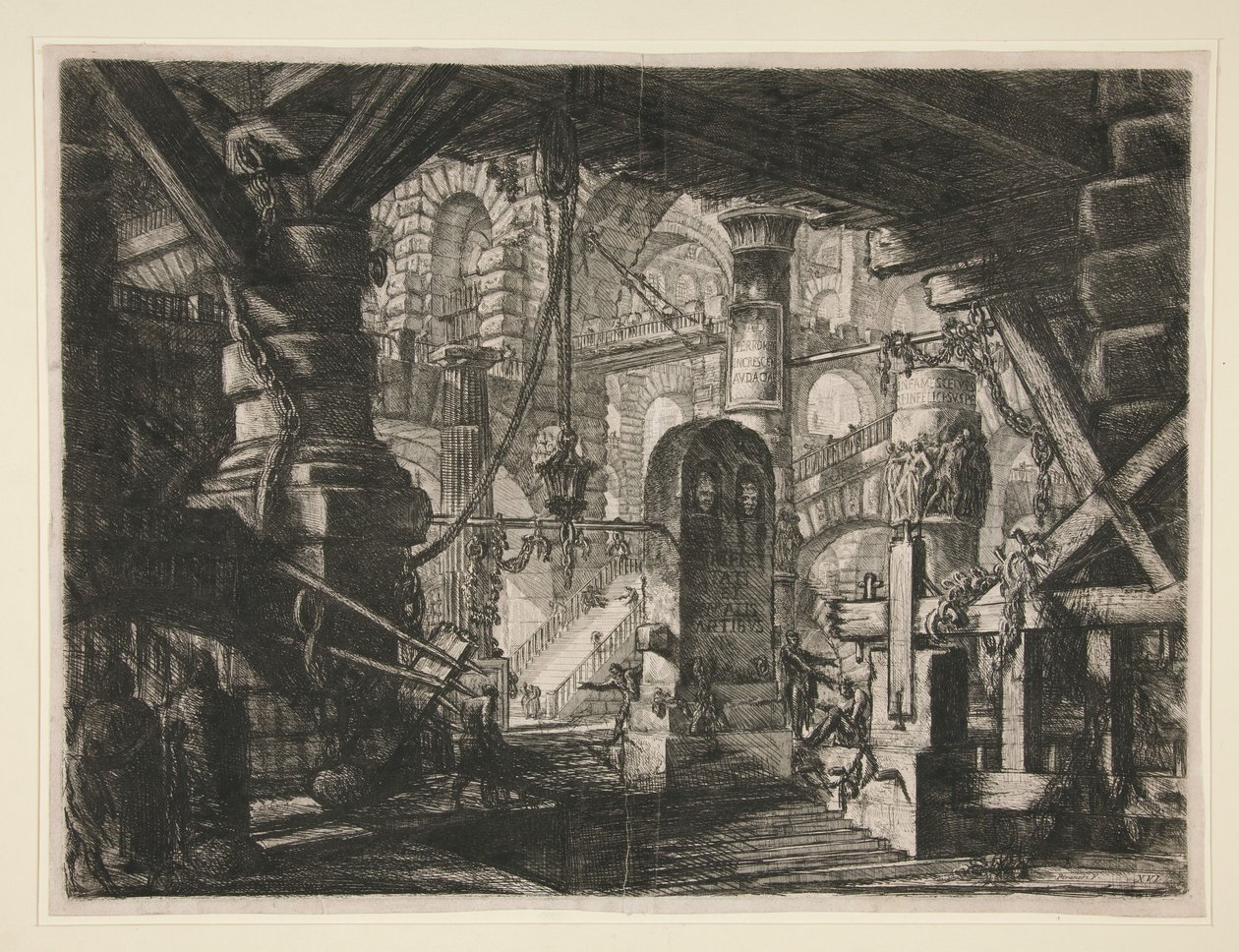 Carceri, XVI: Bryggan med kedjor av Giovanni Battista Piranesi
