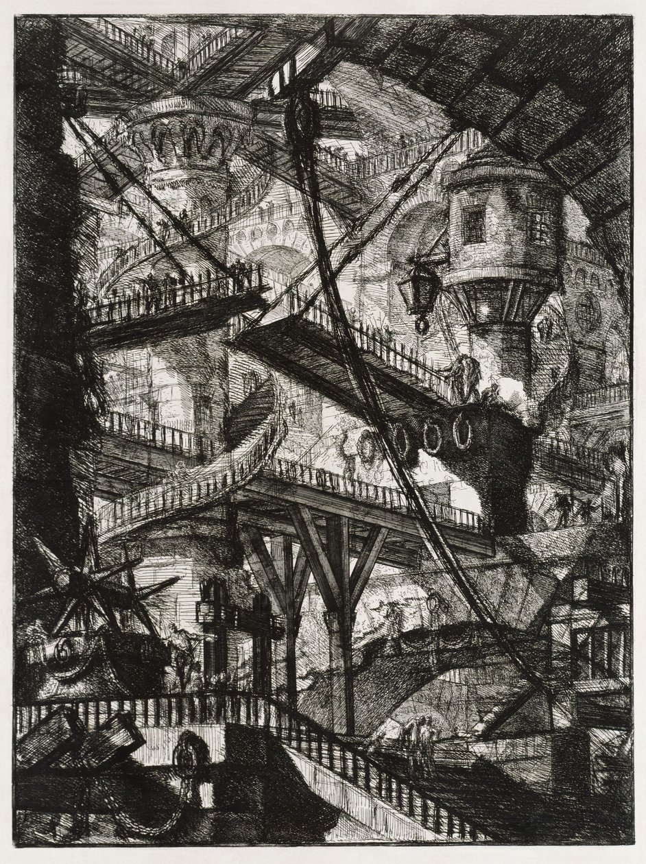 Fantastiska fängelser: trappor och vindbrygga av Giovanni Battista Piranesi