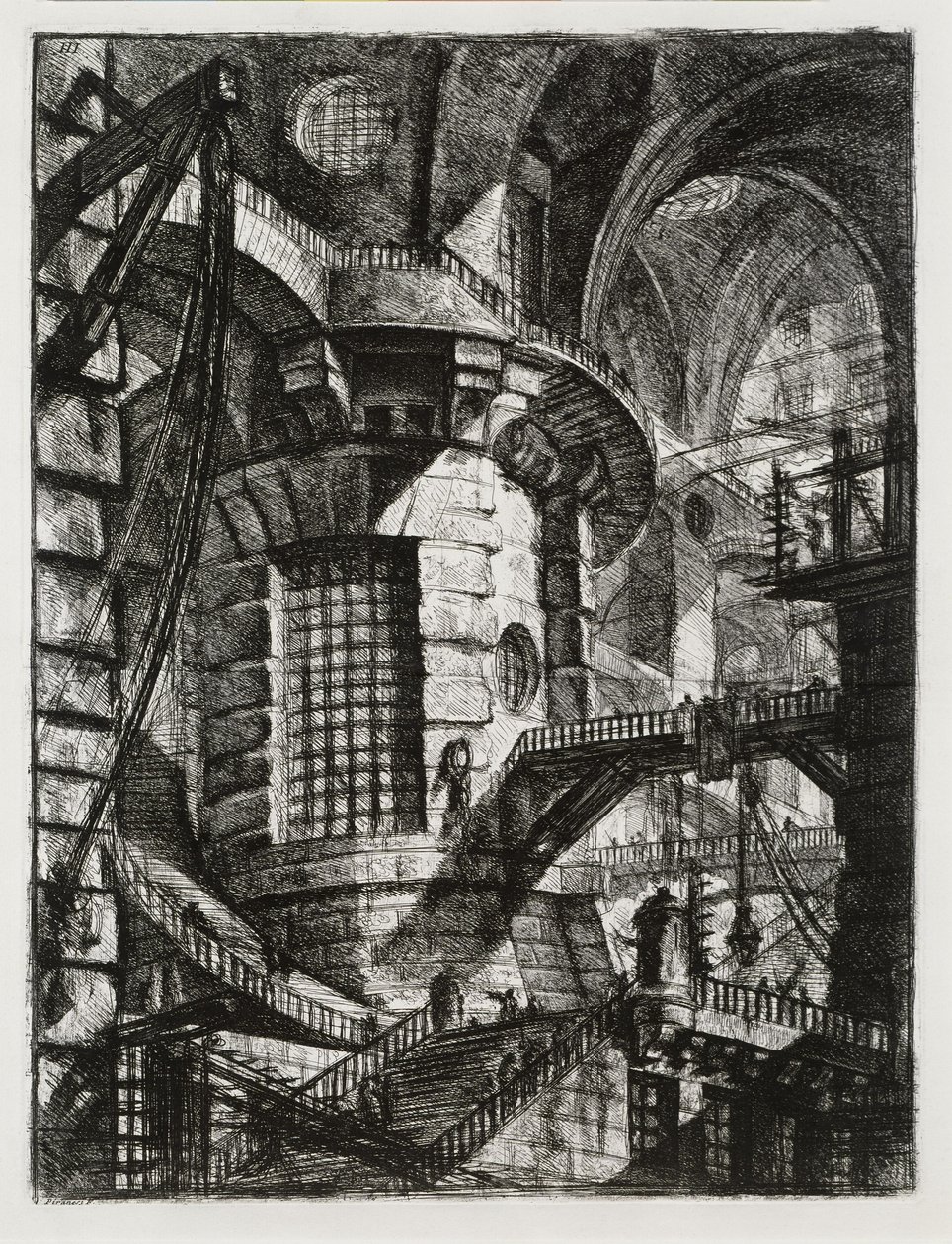 Fiktiva fängelser: Cylindrisk tornbyggnad av Giovanni Battista Piranesi