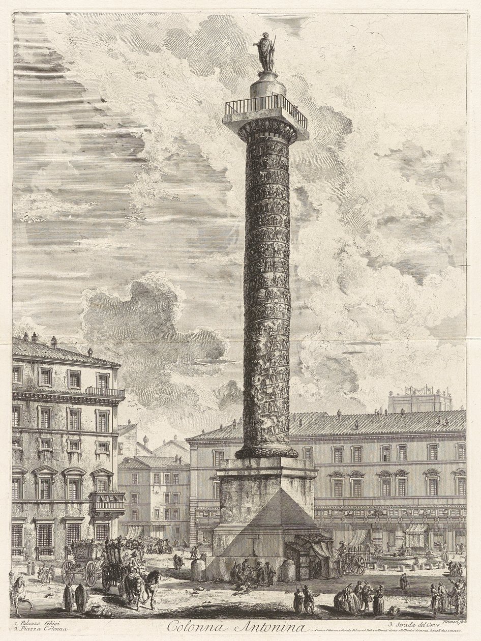 Colonna Antonina (Marcus Aurelius kolumn), från Vedute di Roma (Utsikt över Rom) av Giovanni Battista Piranesi