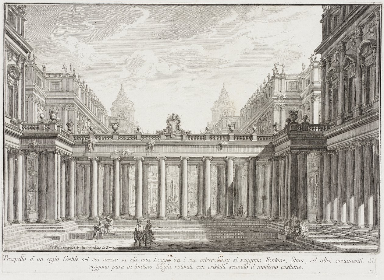 Gård omgiven av pelargångar av Giovanni Battista Piranesi