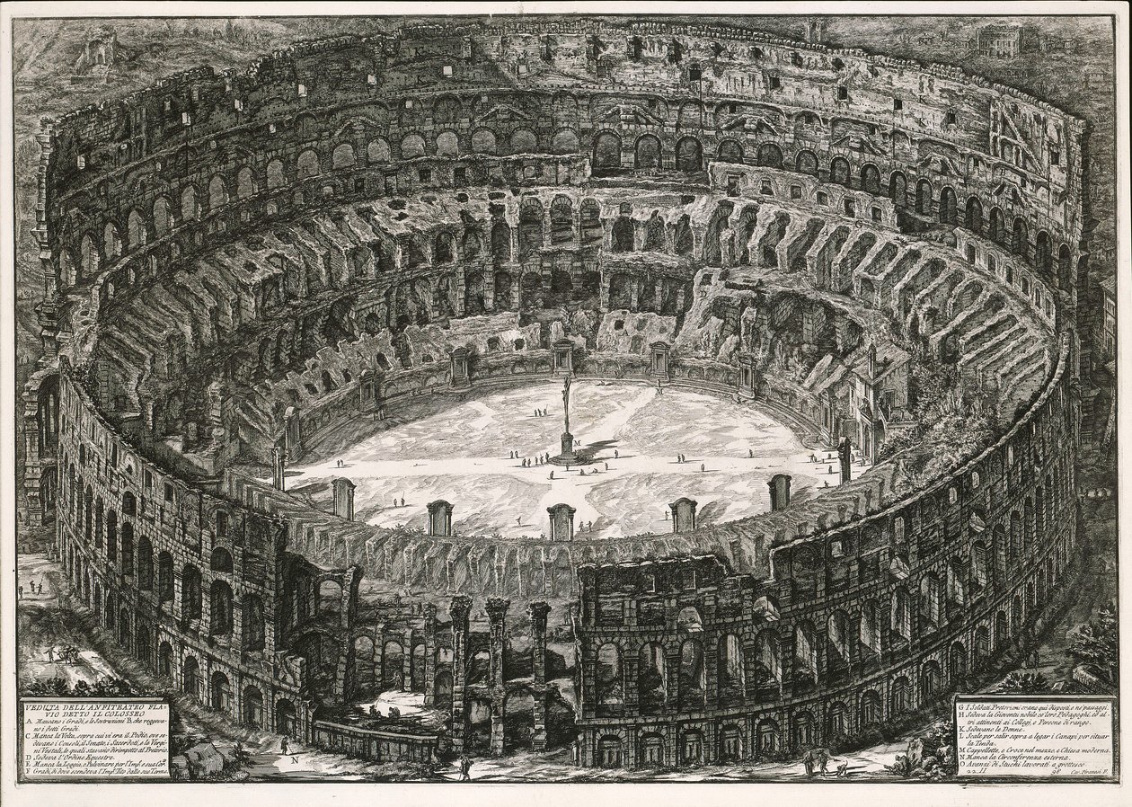 Colosseum i fågelperspektiv (ur: Vedute di Roma) av Giovanni Battista Piranesi