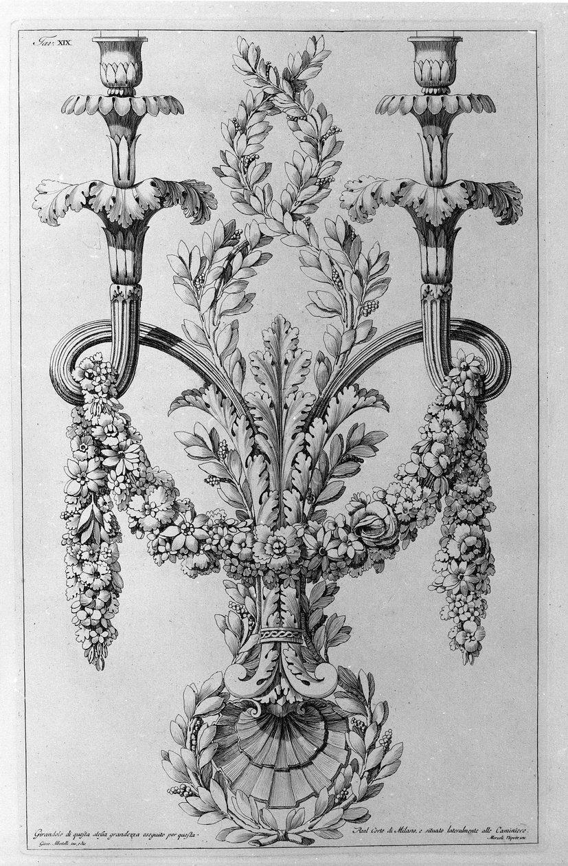 Dekorationer. Teckning av Giovanni Piranesi (känd som Piranese) (1720-1778). av Giovanni Battista Piranesi