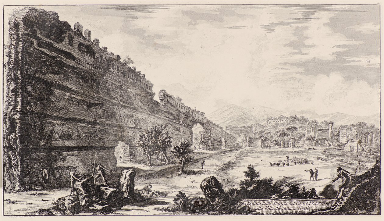 Degli Avanzi Del Castro Pretorio i Hadrianus villa i Tivoli av Giovanni-Battista Piranesi