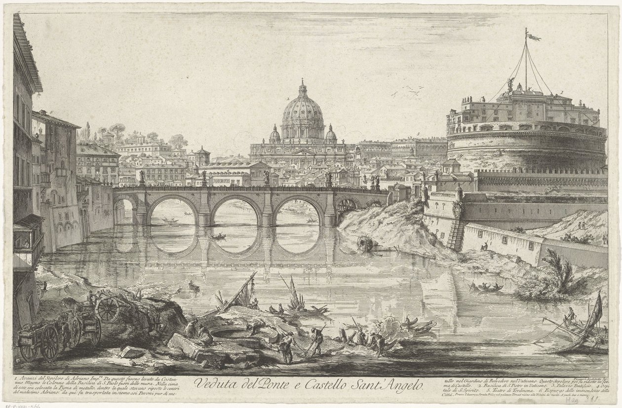 Engelenbrug en Engelenburcht te Rom Utsikt över Ponte och Castello Sant