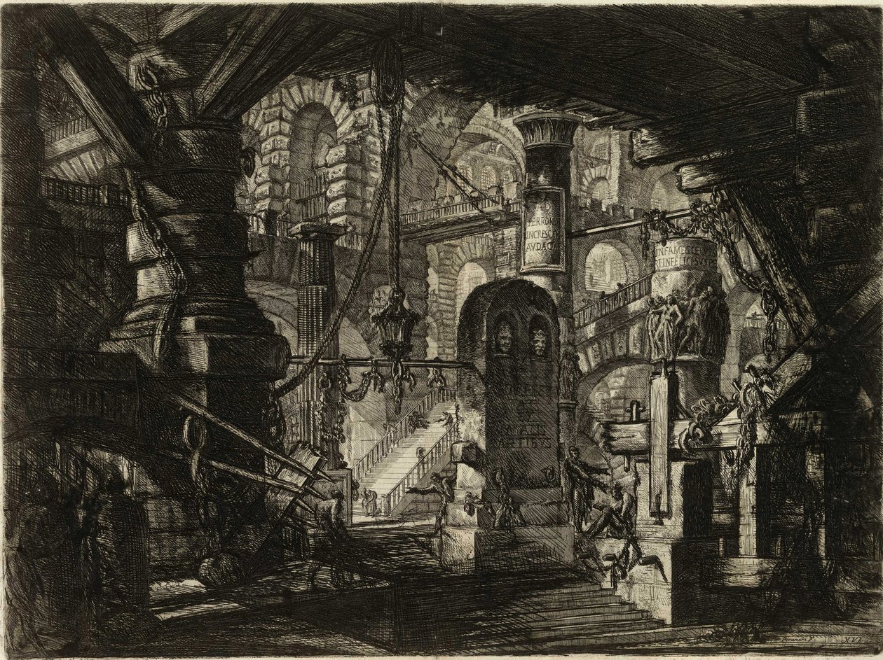 Från serien The Imaginary Prisons (The Prisons of Invention) av Piranesi, Giovanni Battista (1720-1778). Kopparstick, ca 1761, privat samling av Giovanni Battista Piranesi