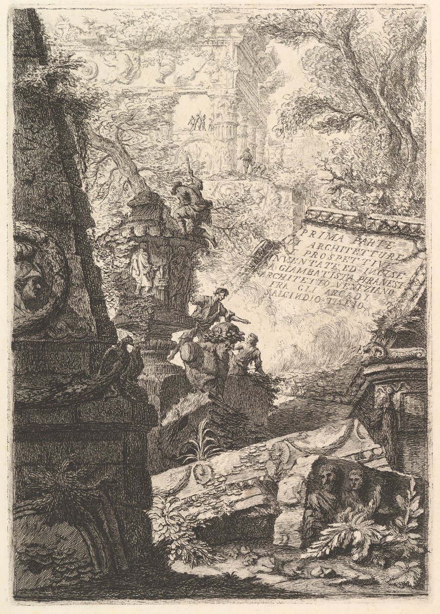 Frontispice: First Part of Architectures, and Perspectives, Rom, ca. 1750. av Giovanni Battista Piranesi