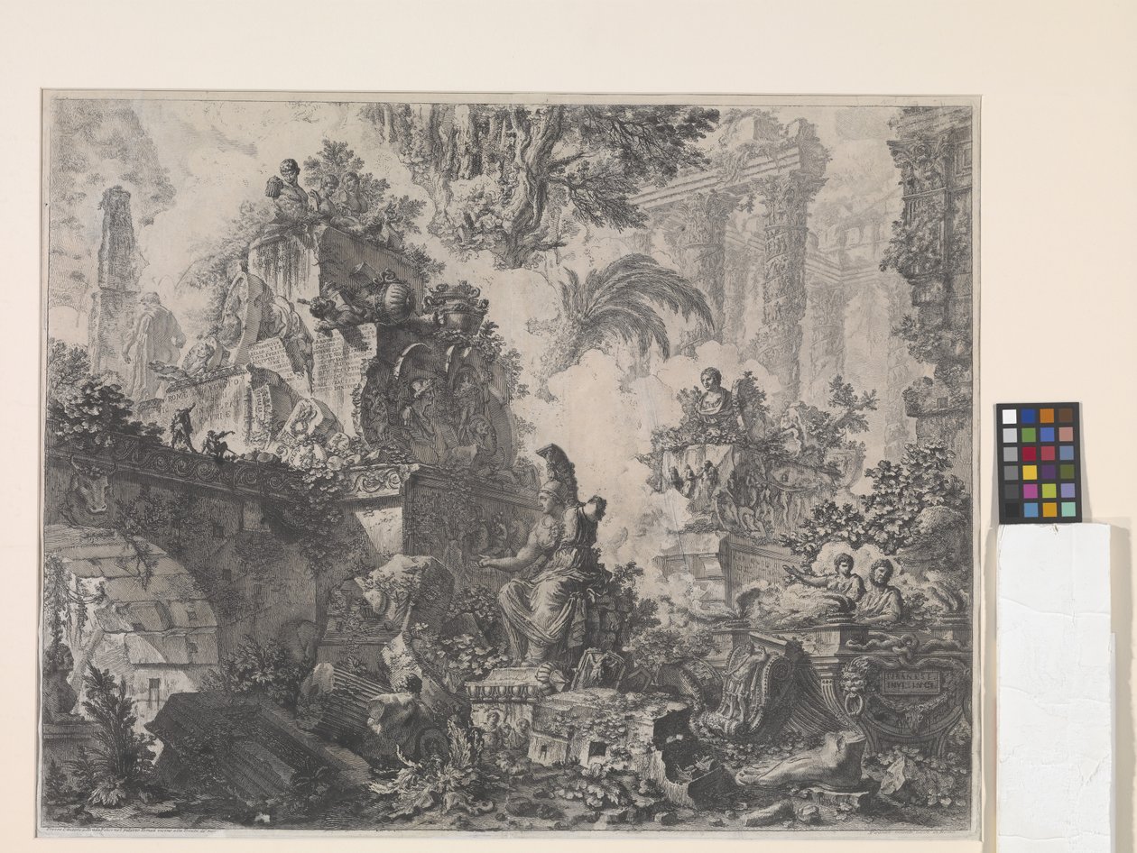 Frontispice med staty av Minerva (etsning) av Giovanni Battista Piranesi