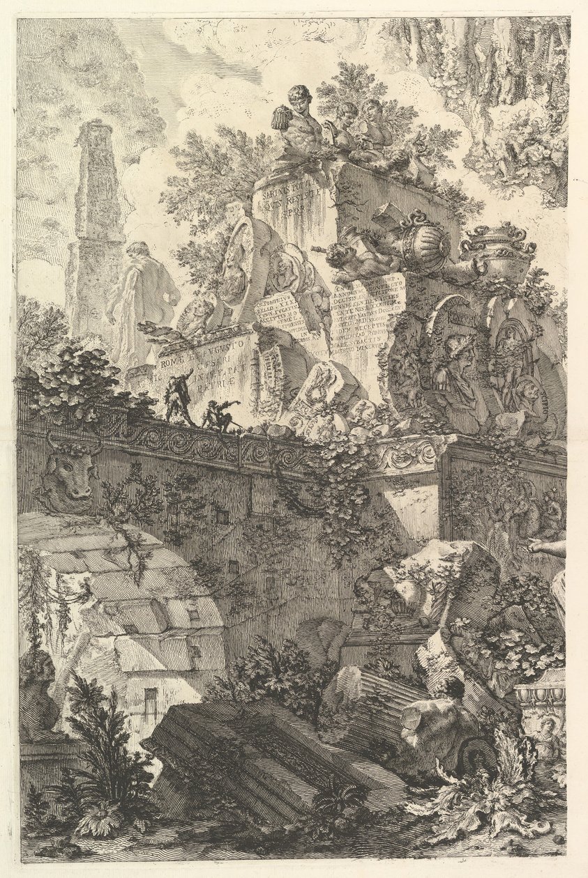 Frontispice, med staty av Minerva, ca. 1748. av Giovanni Battista Piranesi