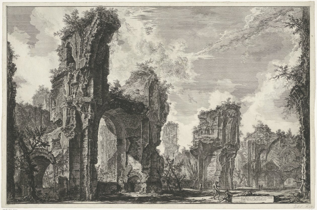 Gezichten op Rome, de Campagna, etc. (122 blad) Ruinerna av Sisto, eller båda av den stora salen i Terme Antoniniane (titel på objektet) Gezichten op Rome (serietitel) Utsikter över Rom tecknade och graverade av Giambattista Piranesi-arkitekten Ve(nez)iano av Giovanni Battista Piranesi