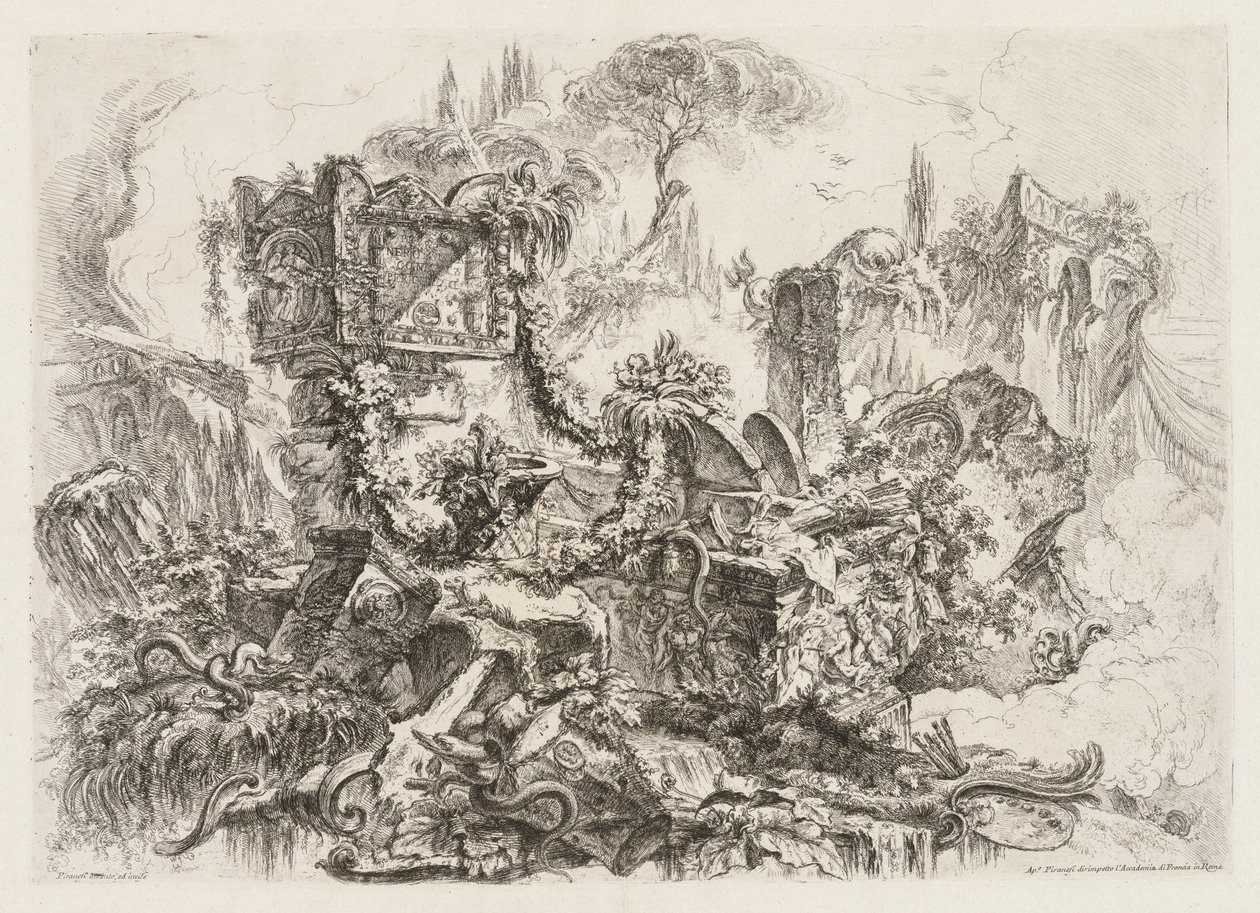 Groteschi: Ruiner med ormar, ca. 1745-50. av Giovanni Battista Piranesi