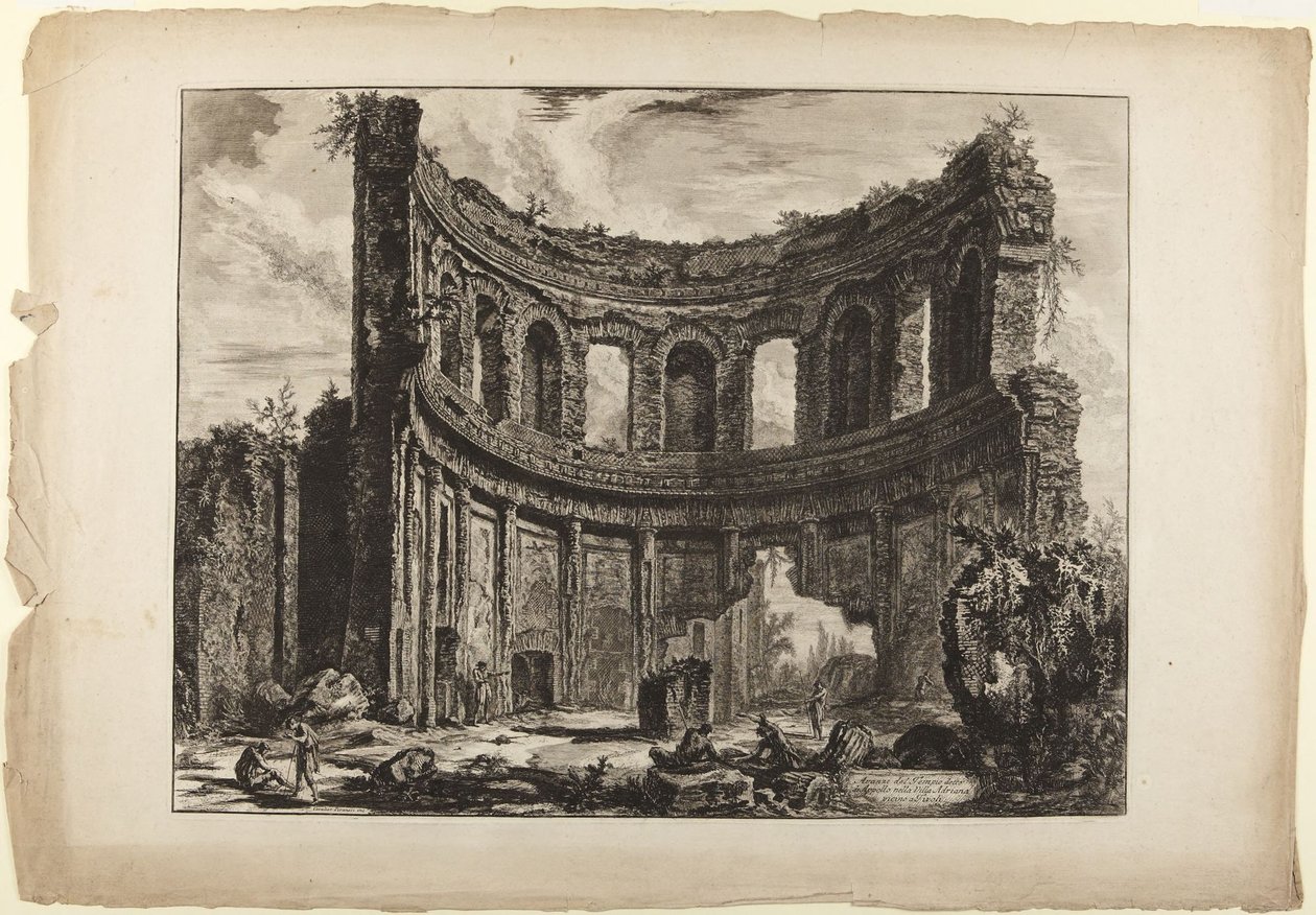 Hadrianus villa. Rester av det mindre palatset, tidigare kallat Apollontemplet (ur serien Vedute di Roma, 1768) av Giovanni Battista Piranesi